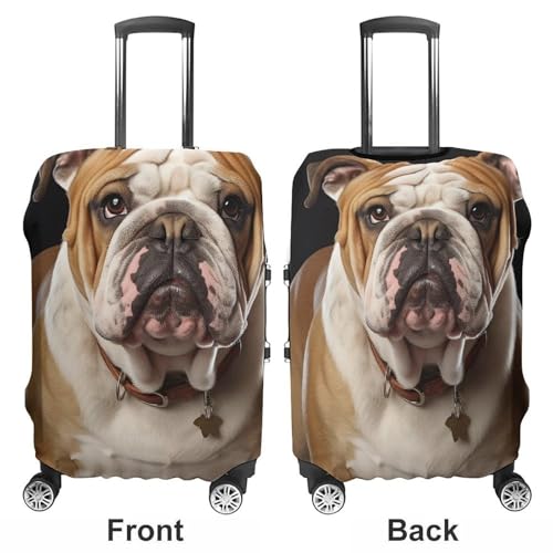 English Bulldog Luggage Cover, Washable Elastic Suitcase Cover Protector Fit 18-32 Inch Luggage3