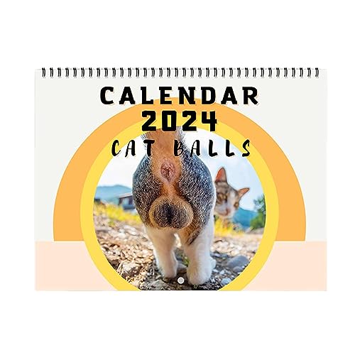 Cat Balls Calendar 2023/2024 - New Funny Cat Butt Wall Hanging Calendar 2023/2024, Funny Cat Butthole Calendar 12 Month with Notes Space, Calendar Gag for Family, Friends, Cats Lover