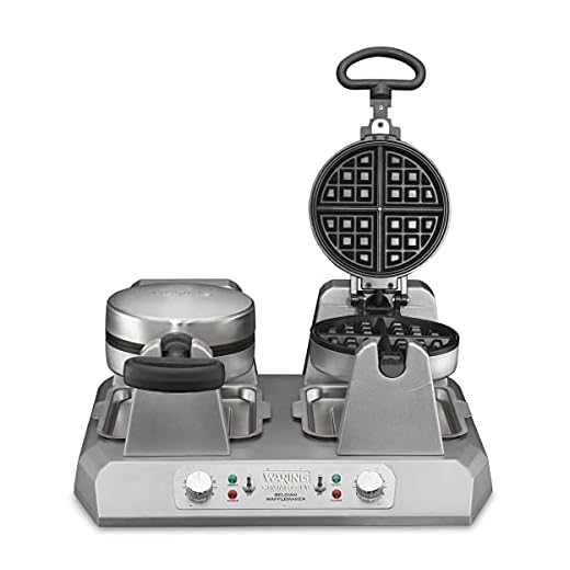 Waring Commercial WW250X Double Side by Side Belgian Waffle Maker, Coated Non Stick Cooking Plates, Produces 50 Waffles Per Hour,120V, 2400W, 5-20 Phase Plug