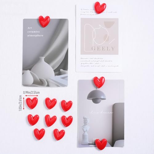 12 imanes decorativos corazón rojo para nevera miniatura 2