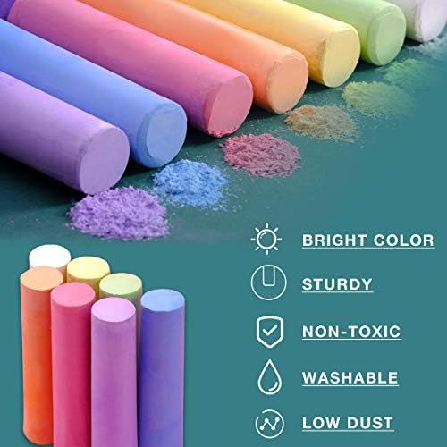 TBC The Best Crafts Coloured Chalk with 7 Assorted Colors and 20 Sticks Chunky Chalk Pavement Chalks for Children Outside Playground Blackboard