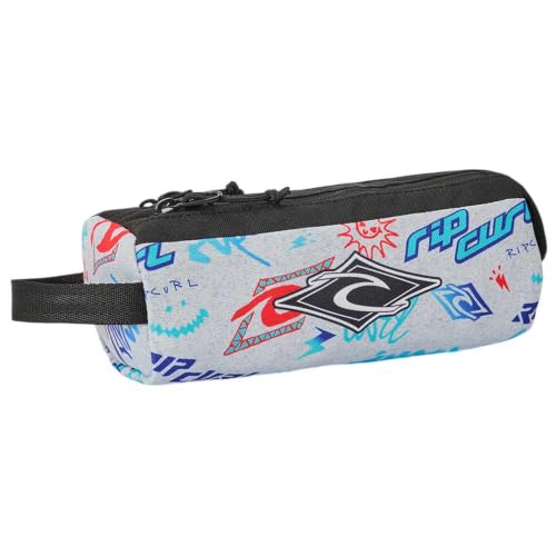 Rip Curl Trousse Scolaire garçon 2 Compartiments imprimé Gris Clair - Polyester recyclé - 21 x 8 x 8 cm - Toutes Classes dès Le CP