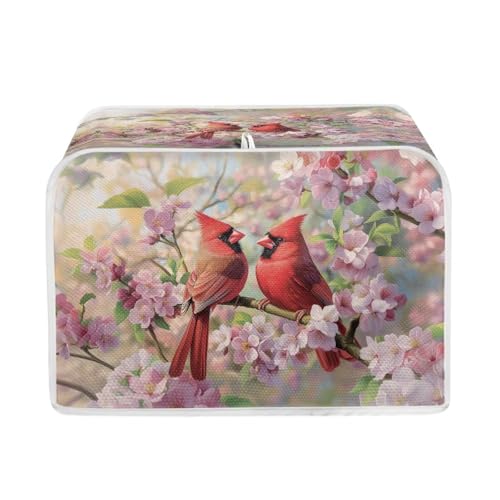 Image of Talayituse Cardinal Cherry Blossom Print 4 Slice Toaster Covers Dust Protection Bread Maker Covers Toaster Oven Cloth Cover Kitchen Accessories Washable Appliance Cover, M