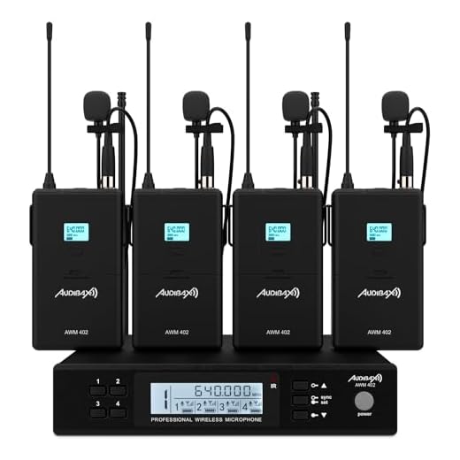 Audibax AWM 402 Sistema Inalámbrico Micrófono Lavalier de 4 Canales UHF