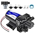 TDRRICH 12v Water Pressure Increase Booster Pump for RV,4-Chamber Self-Priming Diaphragm Pump for Boats 70 PSI,On Demand Water Transfer Washdown Pump with Strainer Filter for Marine Sprinkler Faucet