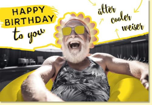 Gutsch Verlag Geburtstagskarte lustig mit Sonnenblumen-Design und Spruch älter cooler weiser witzige Doppelkarte für Männer und Frauen zum Geburtstag - mit Umschlag Gutsch Verlag Geburtstagskarte lustig mit Sonnenblumen-Design und Spruch älter cooler weiser witzige Doppelkarte für Männer und Frauen zum Geburtstag - mit Umschlag
