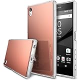 Xperia Z5 Premium Case, Ringke [FUSION MIRROR] Bright Reflection Radiant Luxury Mirror Bumper [Drop Protection/Shock Absorption Technology][Attached Dust Cap] For Sony Xperia Z5 Premium - Rose Gold