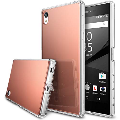 Ringke Fusion Mirror Compatible with Xperia Z5 Premium Case Bright Reflection Radiant Luxury Mirror Bumper Drop Protection Shock Absorption Technology (Attached Dust Cap) - Rose Gold