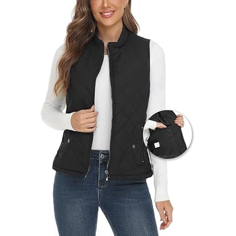Yeslife Black Women's Outwear Quilted Vest Cover
