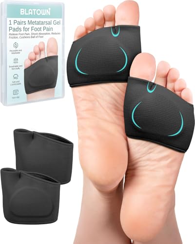 BLATOWN 1 Pairs Metatarsal Pads with Gel Pad for Women and Men, Ball of Foot Pain Relief Cushions...