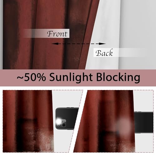 Image of Asuexpect Red Curtains 2 Panels Abstract Rust Curtain Room Darkening Grommet Window Treatments Modern Decorative for Bedroom Living Room, 52x84 Inches