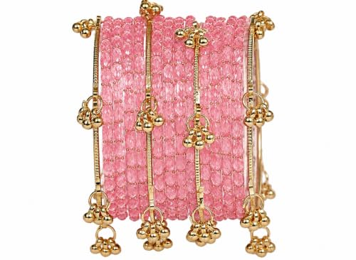 Image of Kashmiri Ghangharoo Glass Bangle Set for Women| Light Weight Bangles | Traditional Transparent Fancy Glass Chudi Set for Wedding, Party.