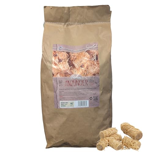 com-four® 3 kg premium wood wool fire starters, clean and odorless ignition for fireplace grill and fire pits, extra long burn time, made in Germany (3kg)