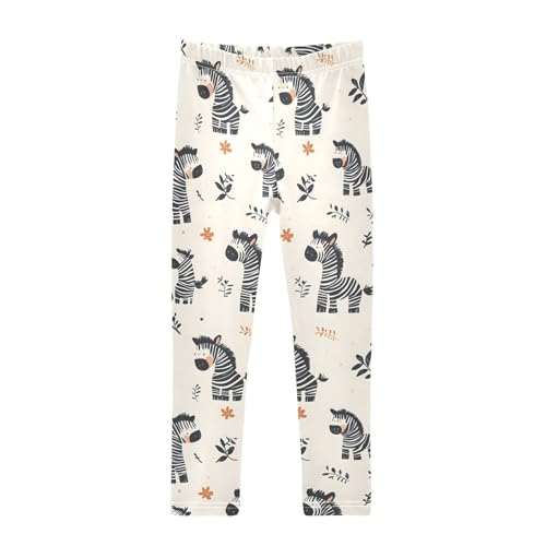 ALAZA Girls' Leggings Children's Yoga Pants Skinny Printed Dance Cute Zebras Comfortable 4T