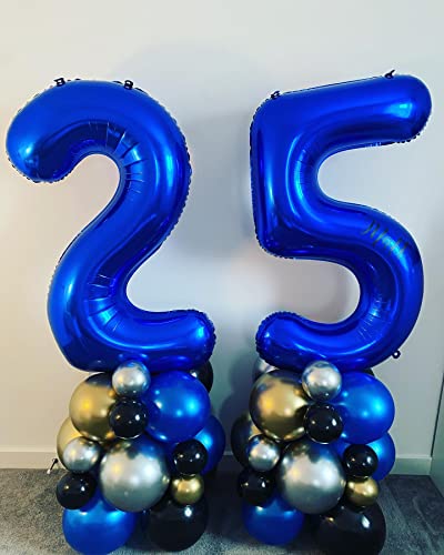 Image of 40 Inch Navy Blue 25 Number Balloons Giant Jumbo Huge 25 or 52 Foil Mylar Helium Number Digital Balloons Dark Blue Birthday Mylar Digital Balloons 25 Birthday Party 25th Anniversary Events Party