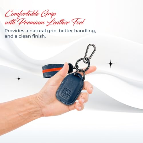 Image of Keyzone Royal Leather Key Cover for Swift, DZire, Baleno, Ertiga, Grand Vitara, Brezza, Fronx, Jimny XL6, Ignis, Glanza, Urban Cruiser Hyryder, Rumion 2 Button smart Key (Black)