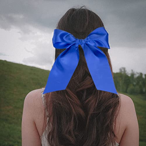 Nichemigo 4 Inch X 24 Yard Royal Blue Satin Ribbon Single Face Solid Color Fabric Ribbons For Chair Sash Cutting Ceremony Gift Wrapping Craft Diy Sewing Car Bows Dining Tables #TOP5