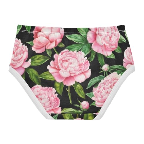 Cotton Girls Underwear Toddler Ornate Flowers Pink Peony Floral Cute Panties Girl Artistic Undies Kids Briefs 2t2