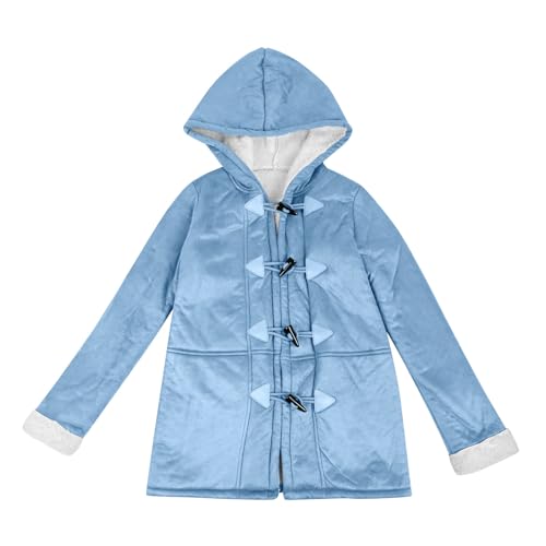 Kids Winter Coats Sherpa Lined Jackets Boy Girls Fuzzy Fleece Hoodie Faux Suede Pea Coat Outerwear 5-14 Years3