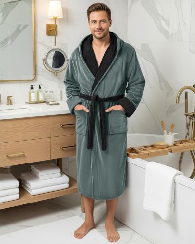 Image of NY Threads Mens Hooded Robe - Plush Long Bathrobes for Men
