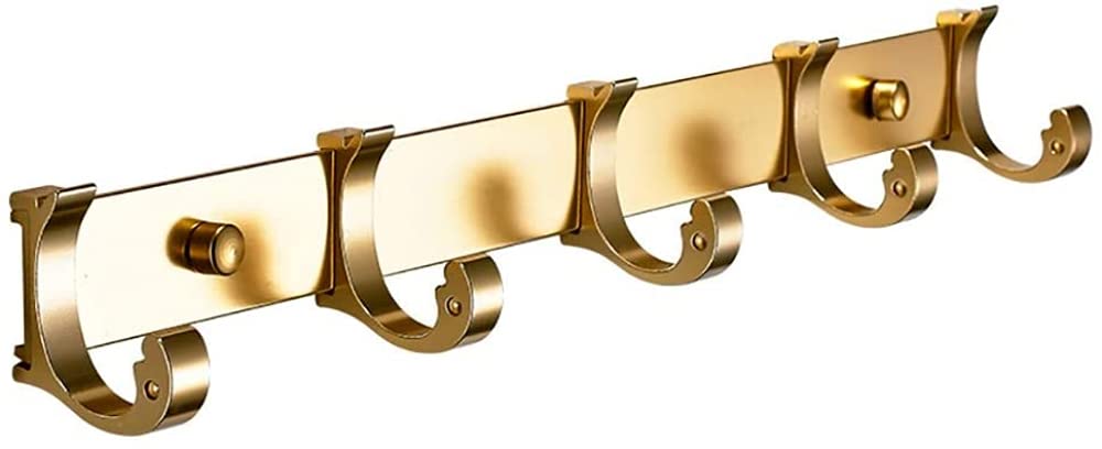 IXMLDAXD Coat rack， Gold Aluminum Coat Rack for Household Bathroom Space, 5 Key Hook