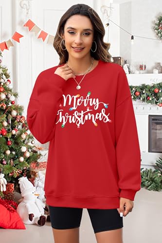 Merry Christmas String Lights Oversized Sweatshirt for Women - Image 3