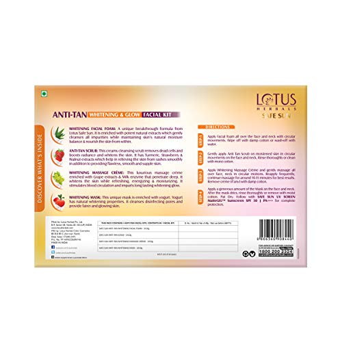 Lotus Herbals Safe Sun Anti Tan Whitening and Glow 4 in 1 Facial Kit 60g (Single Use) - Image 2