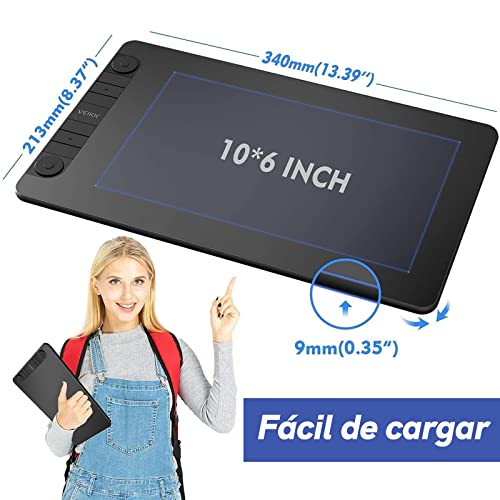 Grafiktablett VEIKK VK1060PRO,10x6 Zoll Drawing Tablet with 8 Shortcut Keys,Grafiktabletts hat...