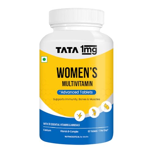 Image of Tata 1mg Women's Multivitamin Veg Tablet with Zinc, Vitamin C, Calcium, Vitamin D and Iron, Support Health Protection, Bones & Overall Health (Pack Of 60 Tablets)