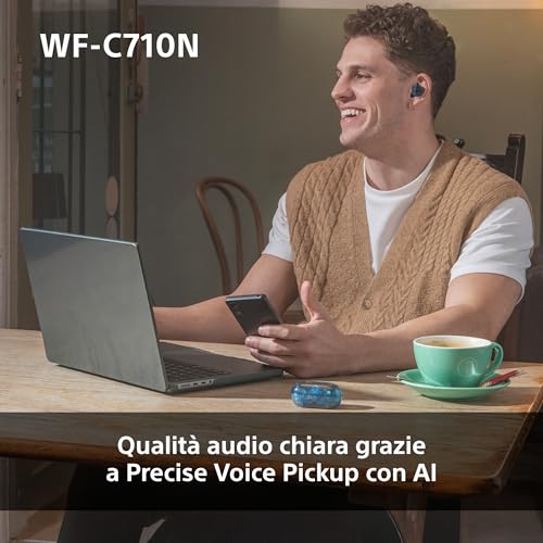 Sony WF-C710N Auricolari True Wireless con Noise Cancelling, leggeri, controlli touch, connessione multipoint, IPX4, batteria fino a 40 ore, ricarica rapida, iOS e Android - Glass Blue - Immagine 5