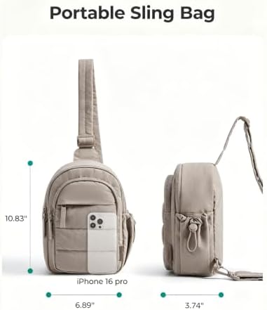 BAGSMART Small Sling Bag for Women, Puffer Crossbody Bag Purses Hobo Handbag Fanny Packs for Travel Hiking, Camel — view 3