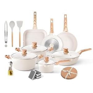 Pots and Pans Set – Caannasweis Nonstick Granite Stone Cookware Sets, Induction casseroles & Saucepan & Frying Pans for Cooking, PFOS PFOA Free, Grill Pan Gray