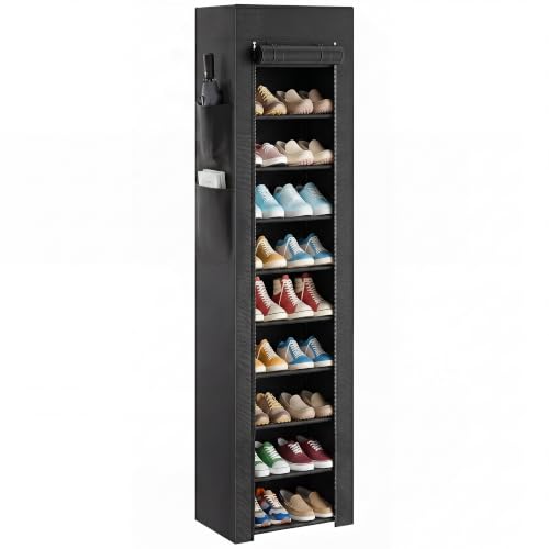 Étagère à chaussures 20 paires en métal noir HOMCOM pour entrée 10 niveaux 45cm - 2