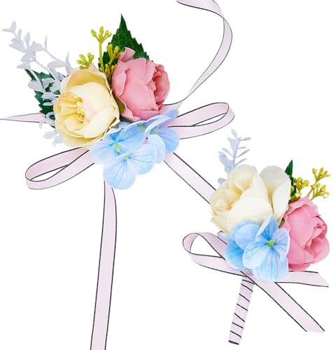 CRASPIRE 2pcs Red Wrist Corsage Wedding Flowers Accessories Artificial CRASPIRE 2pcs Red Wrist Corsage Wedding Flowers Accessories Artificial