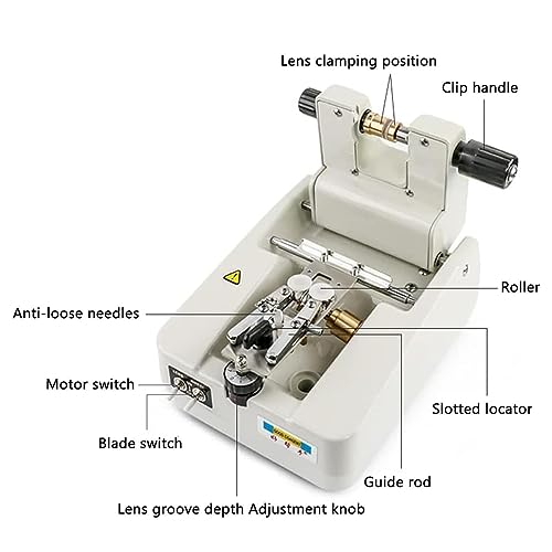 Freza do szkieł optycznych, Automatyczna maszyna do rowkowania szkieł okularowych, Głębokość rowkowania 0-0,7 mm, do żywicy/szkła/PC, Idealna dla sklepów optycznych i centrów (220v)