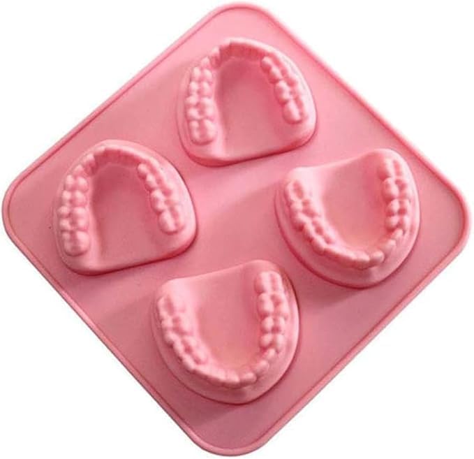Molde para cubitos de hielo de silicona forma dientes 2 pzas miniatura 3