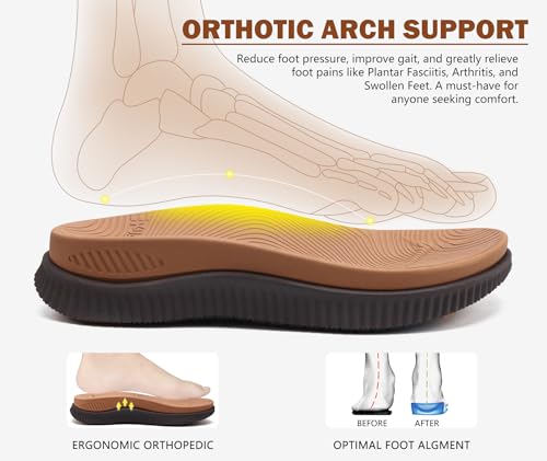 Image of KuaiLu Mens Orthotic Cushion Flip Flops Athletic Recovery Walking Sandals | Men's Lightweight Beach Sport Slides for Man Water Resistant Soles, Soft Comfort Fit & Arch Support