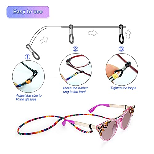 Hanyousheng Glasses Strap, Sunglasses Strap, 7 Pcs Non-Slip Spectacles Cord, Colorful Eyeglasses Strap Eyewear Retainer, Glasses Chain for Women and Men Sports, Sunglasses Reading Glasses Holder Strap