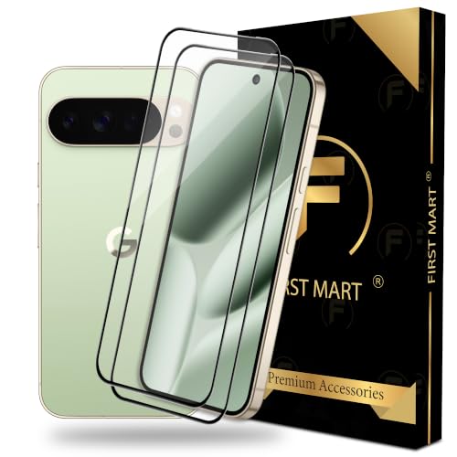 Image of FIRST MART Tempered Glass Screen Protector for Google Pixel 10 Pro XL /Pixel 9 Pro XL - Full-Glue Screen Guard, 3D Edge to Edge, HD Clear, Bubble-Free, Case-Friendly, Black, Pack of 2