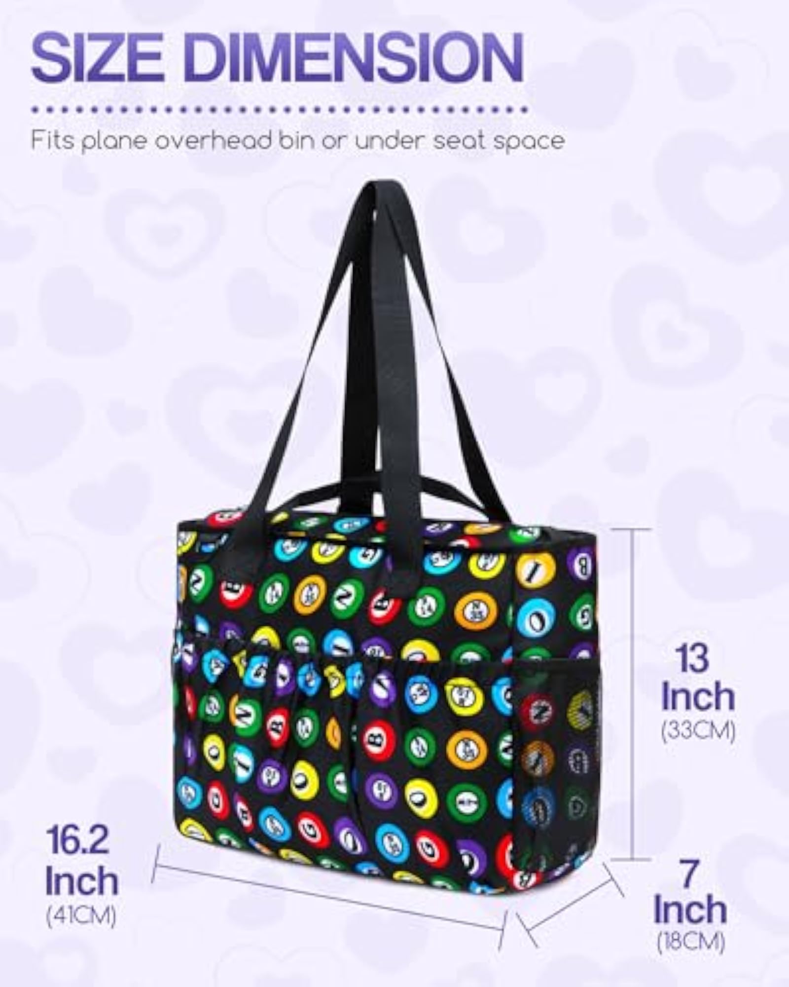 Bingo Tote Bag with Pockets for Daubers and Accessories