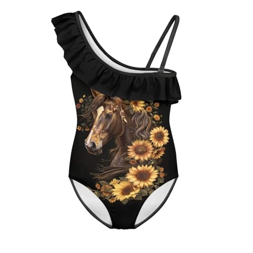 Image of Girls One Piece Swimsuits Size 3-14 Trendy Ruffle Bathing Suit Casual Hawaiian Summer Beach Swimwear