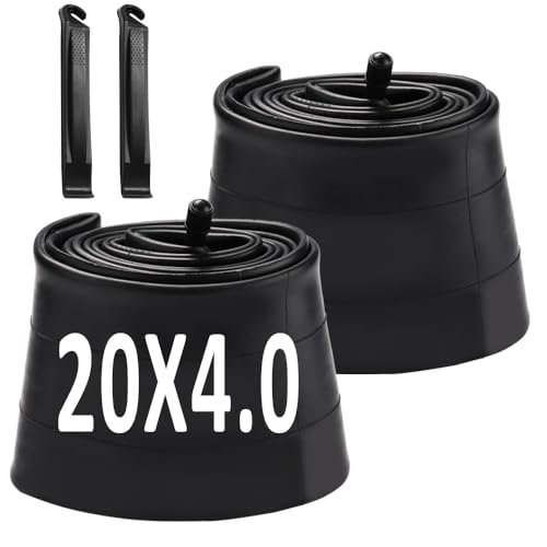 20X4.0 inch Bike Tube with AV35mm Schrader Valve Electric Bike Inner Tubes Premium Butyl Rubber Bicycle Tube 2 Pack Fat E-Bike Tubes