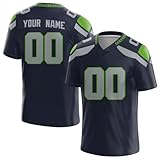 Jerseier Custom Football Jersey Customized Football Sport Uniform Personalized Name/Number Football Shirt for Men Women …, 7X-Large-8X-Large, Seahawk Navy