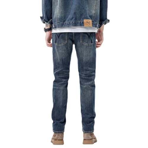 Jeans Pants Trousers Denim Spring and Autumn Classic Retro Men's Slimming Stone Grinding Trendy Casual Cowboy3