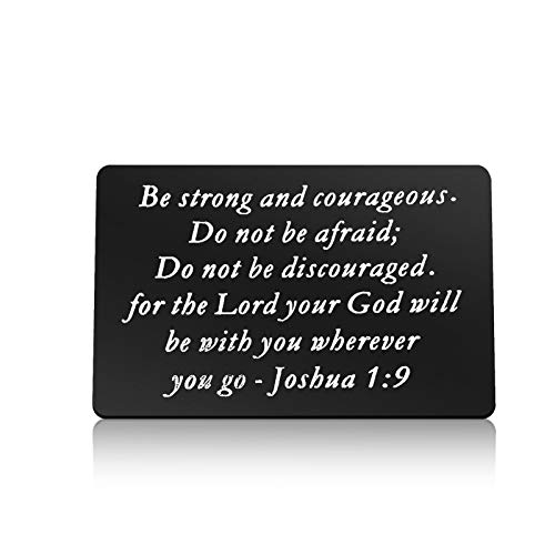 Christian Engraved Wallet Insert Card Inspirational Gifts For Men Women Be Strong and Courageous The Lord Will Be with You Encouragement Gifts Religious Card Christmas Birthday Graduation Gifts