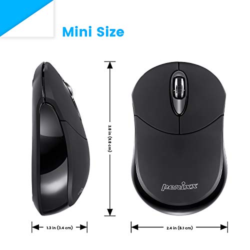 Image of Perixx PERIMICE-802B Wireless Bluetooth Mouse - Portable Design for Windows, iOS, and Android Tablet - Black Rubber Black