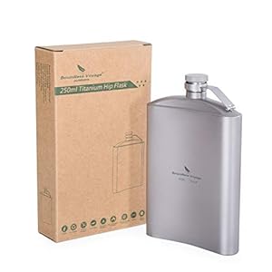 Boundless Voyage Fles van titanium met trechter, kamperen, wandelen, klimmen, zak, alcohol, whisky, fles, fles, wijnbeker, pot