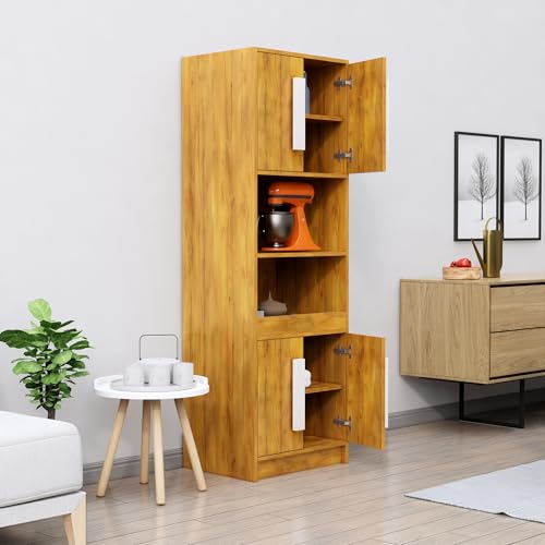 Image of Bniture Multipurpose Crockery Cabinet | Engineered Wood Kitchen Cabinet Modern with 4 Doors and Open Shelves | Crockery Unit for Dining Area | Kitchen Crockery Cabinet for Home | Giant Wood