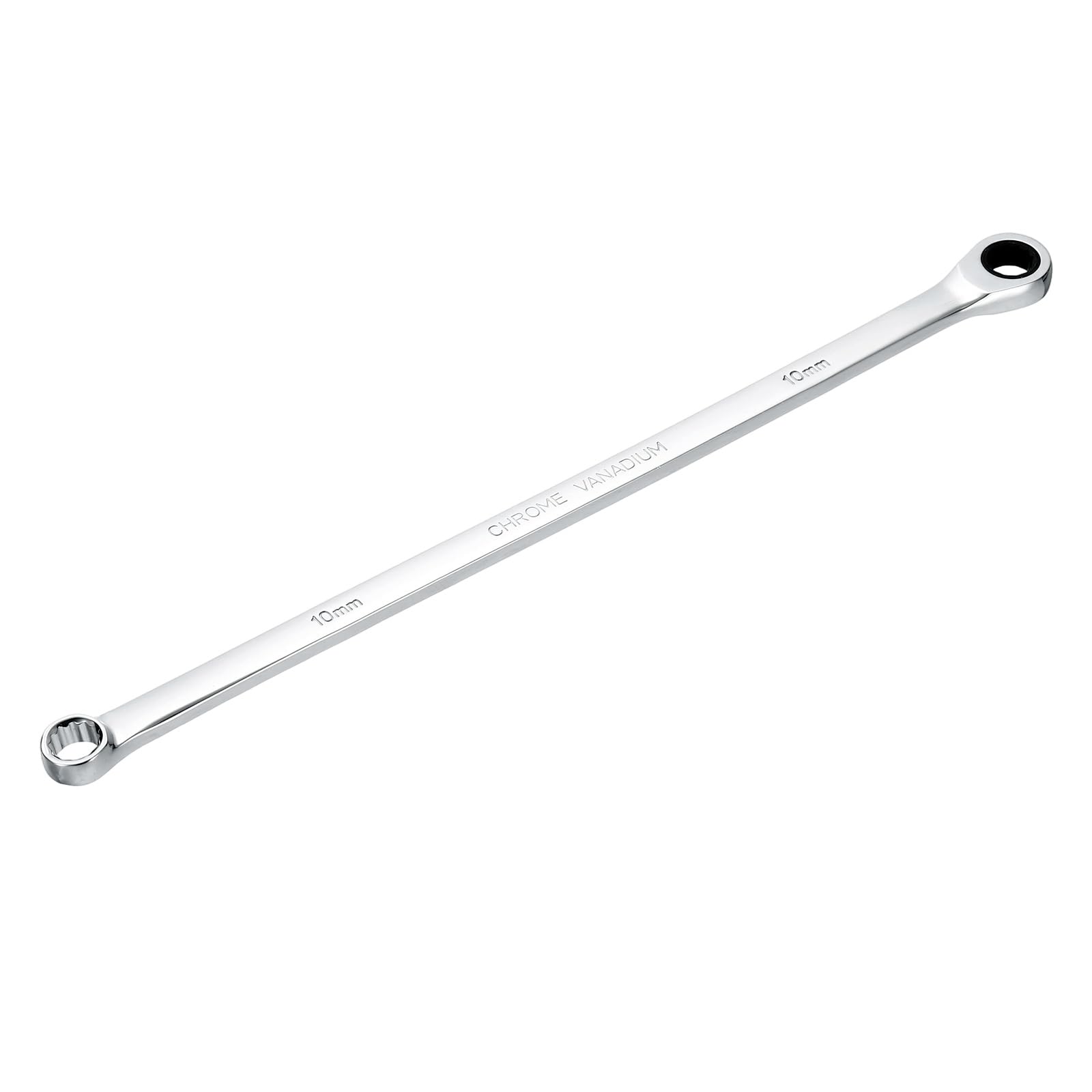 sourcing map Metric Double Box End Ratcheting Wrench, 10mm Extra Long 72 Teeth Chrome Vanadium Steel Ratchet Wrench for Automotive Furniture Machinery Repair