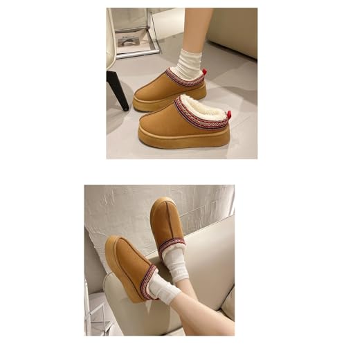 Women's Fuzzy Cozy Platform Slippers Suede Memory Foam Bedroom Thick Sole Slippers Comfortable Slip-On Warm Winter Indoor Outdoor Shoes4